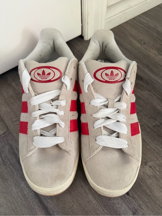 adidas Other - adidas campus Cream Suede Sneakers with Red Stripes
